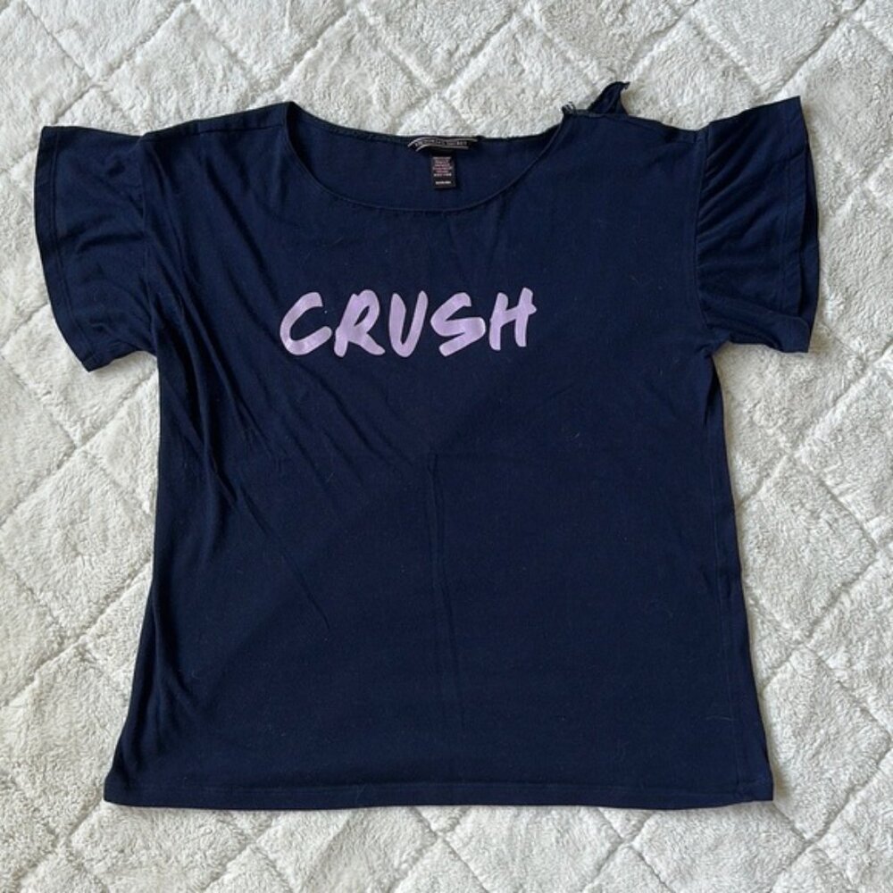 Victoria's Secret | Navy Blue "Crush" Short Sleeve Ruffle Pj Top | Size Medium - Picture 4 of 13